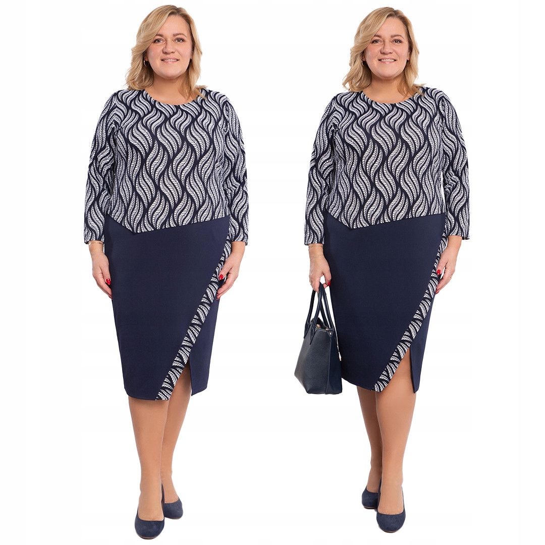 Tmavě modrá šaty sukně s modrými listy 60/62