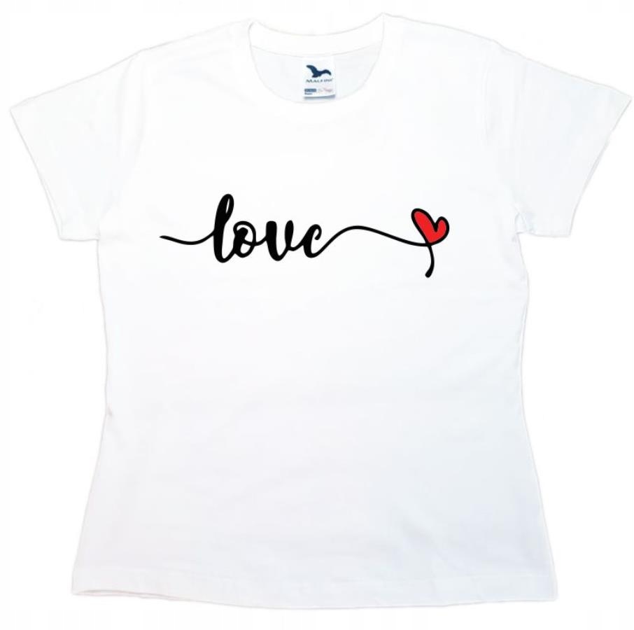 

Koszulka T-shirt z nadrukiem Love biała rozmiar S