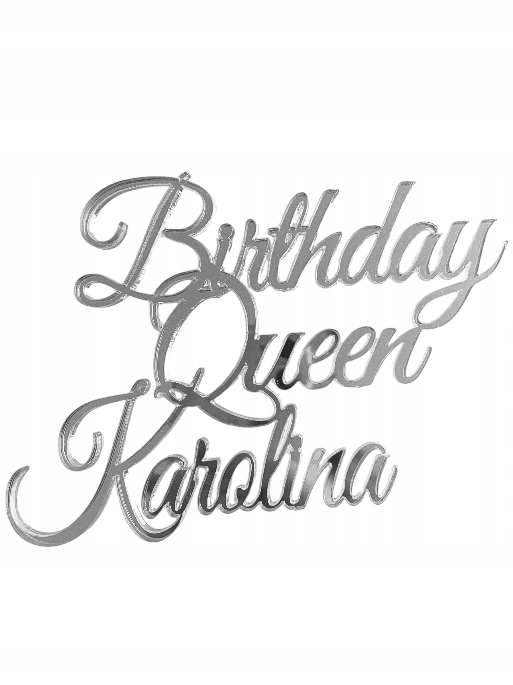 Topper NA BOK TORTU BIRTHDAY QUEEN + IMIE srerbny