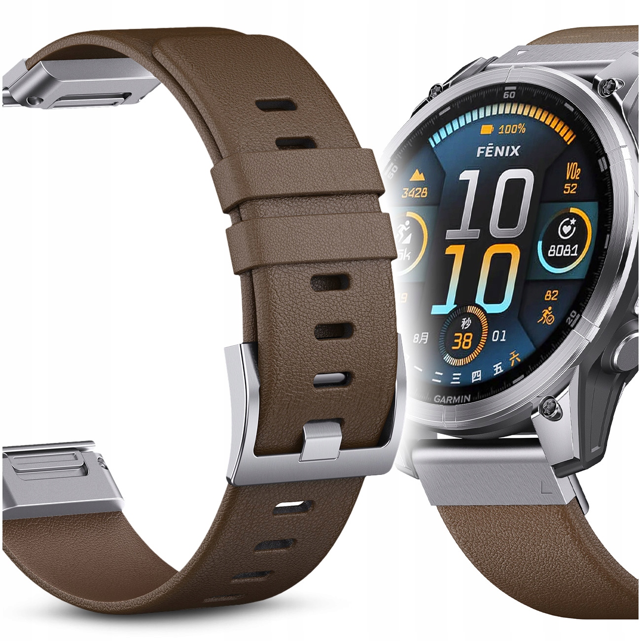 Kožený Řemínek pro Garmin Fenix 5 6 7 8 47 mm Pro Solar Quatix Instinct Epix