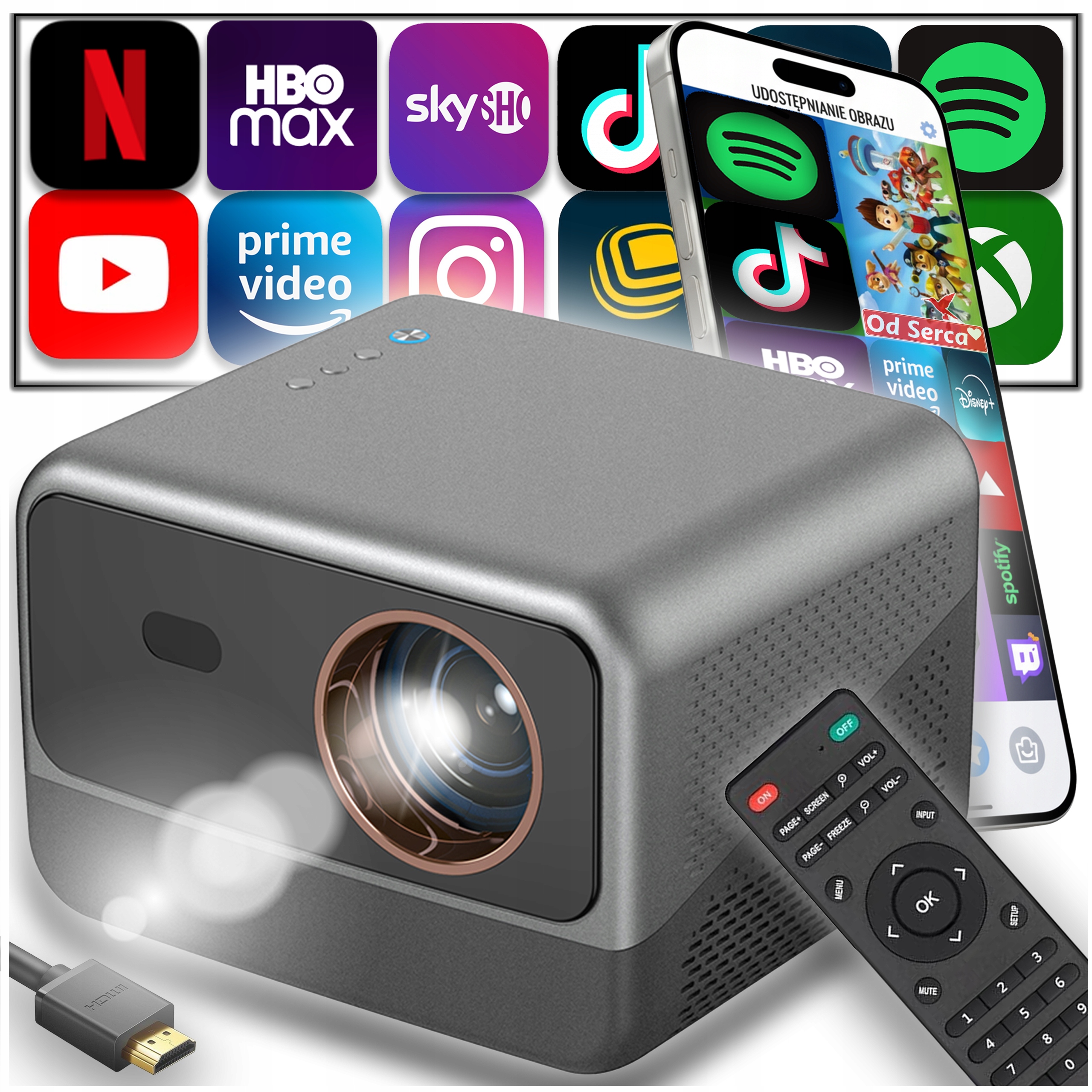Projektor Android Tv Wifi Prenosný Reproduktor Veľký 500 Ansi Full Hd