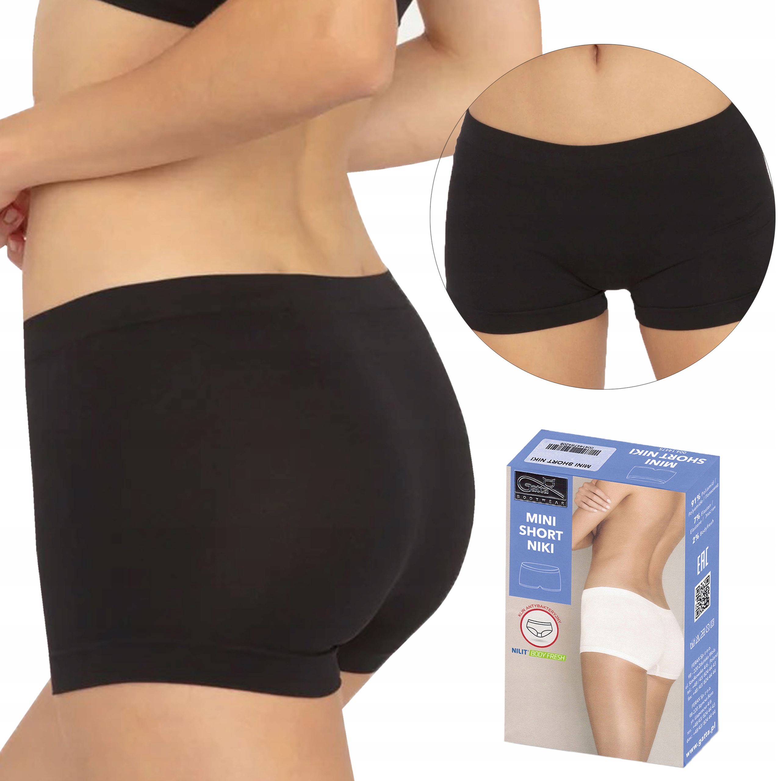 

Gatta szorty bezszwowe Niki Mini Short czarne, L