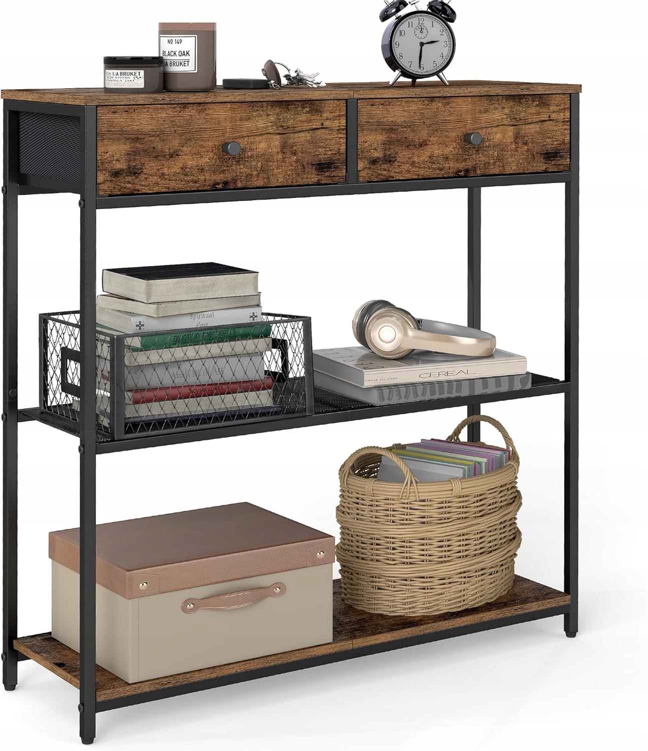 KONSOLA WĄSKA STOLIK DO PRZEDPOKOJU Z SZUFLADAMI VINTAGE