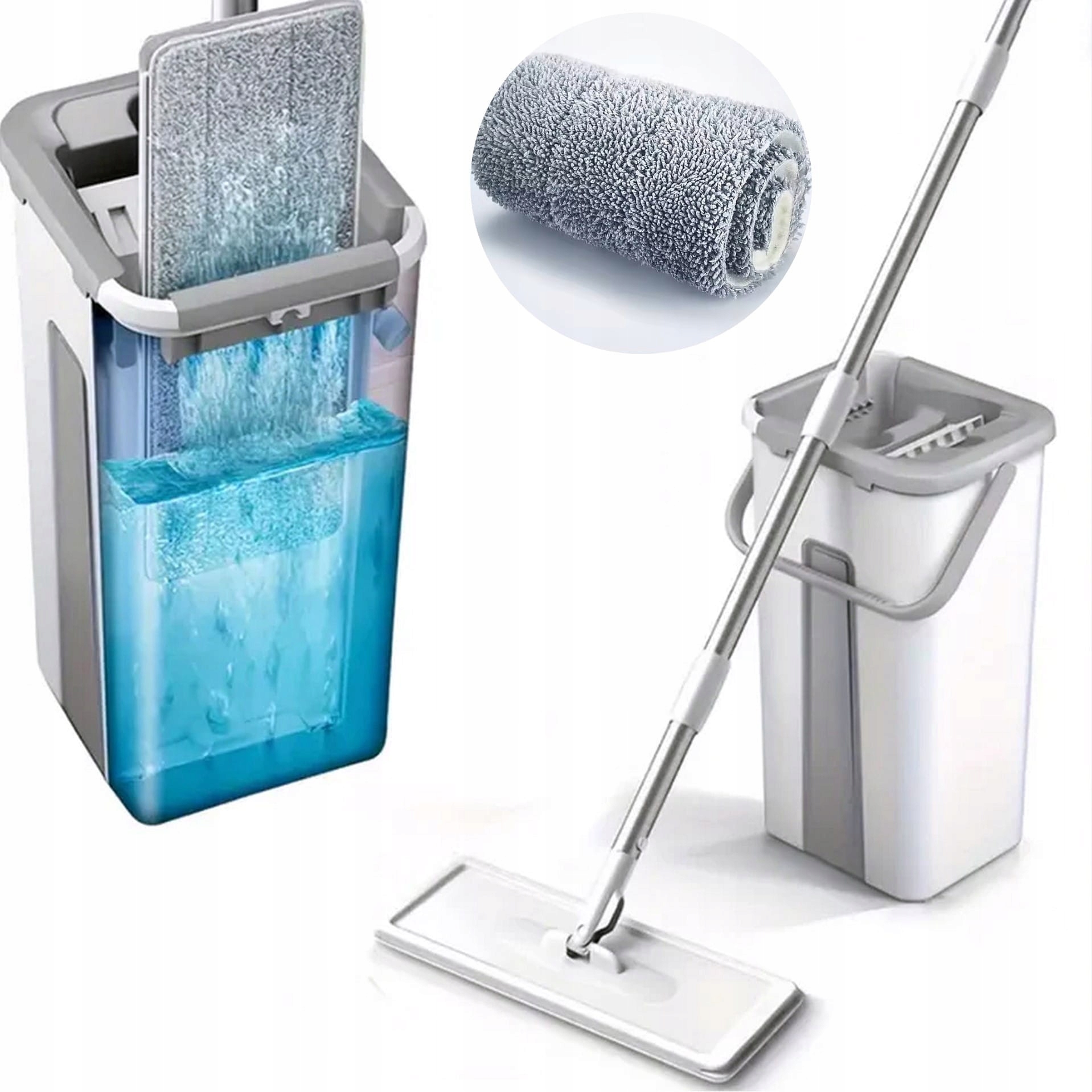 Levně Plochý rotační mop se ždímačem a dvoukomorovým kbelíkem Ultramop Promis