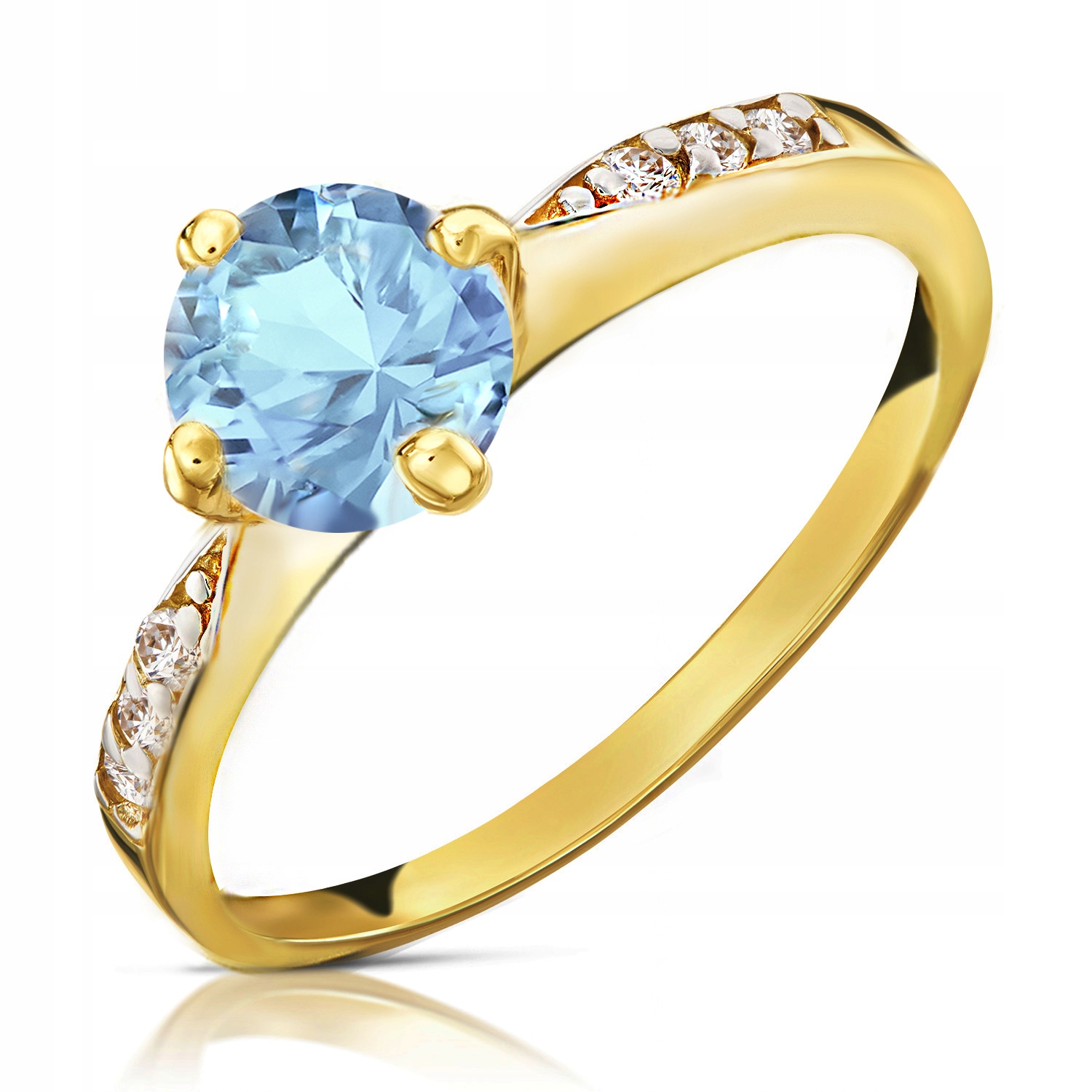 

Złoty Pierścionek Zaręczynowy 333 8K Akwamaryn r21