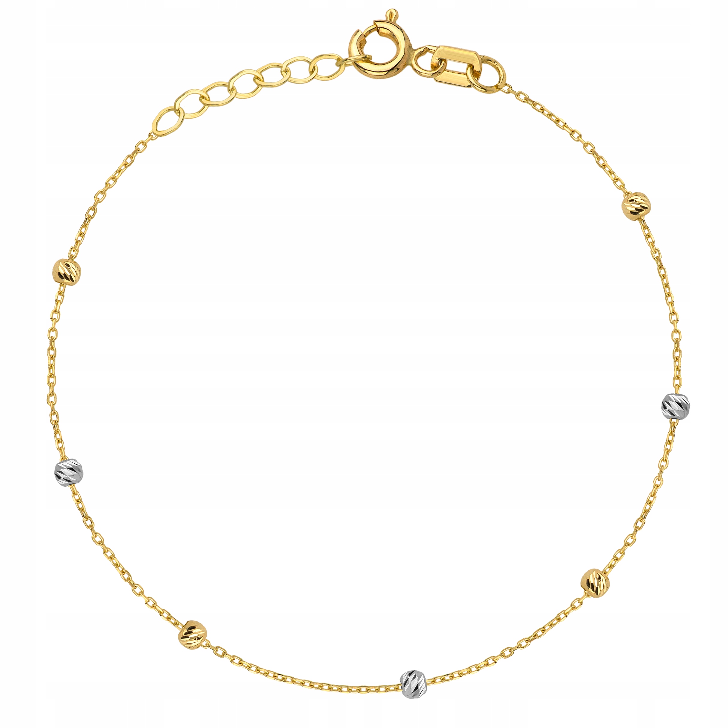 

Złota Bransoletka 333 Modne Kolorowe Kulki Grawer