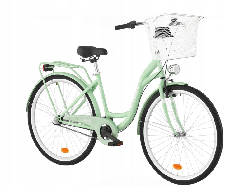 Rower miejski Indiana Moena S3B 28 cali damski Miętowy Koszyk na rower