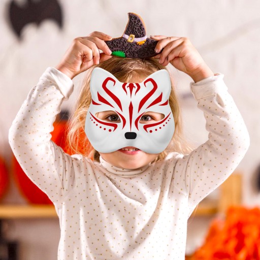 6xDIY MALOWANE MASKI KOTA HALLOWEENOWE MASKI KULKOWE RĘCZNIE MALOWANE MASKI Materiał papier