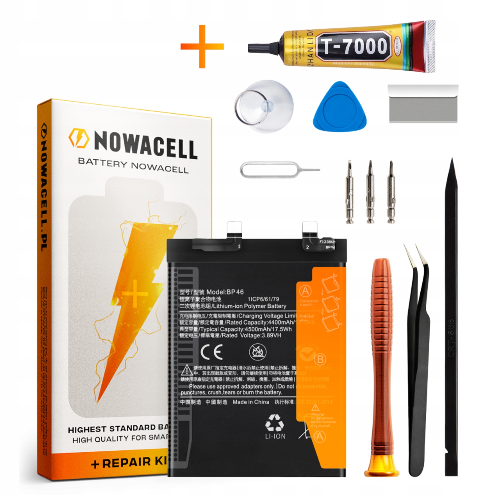 Zestaw Bateria BP46 Klej do Xiaomi Mi 12 Mi 12X Mi12 4500 mAh Akumulator