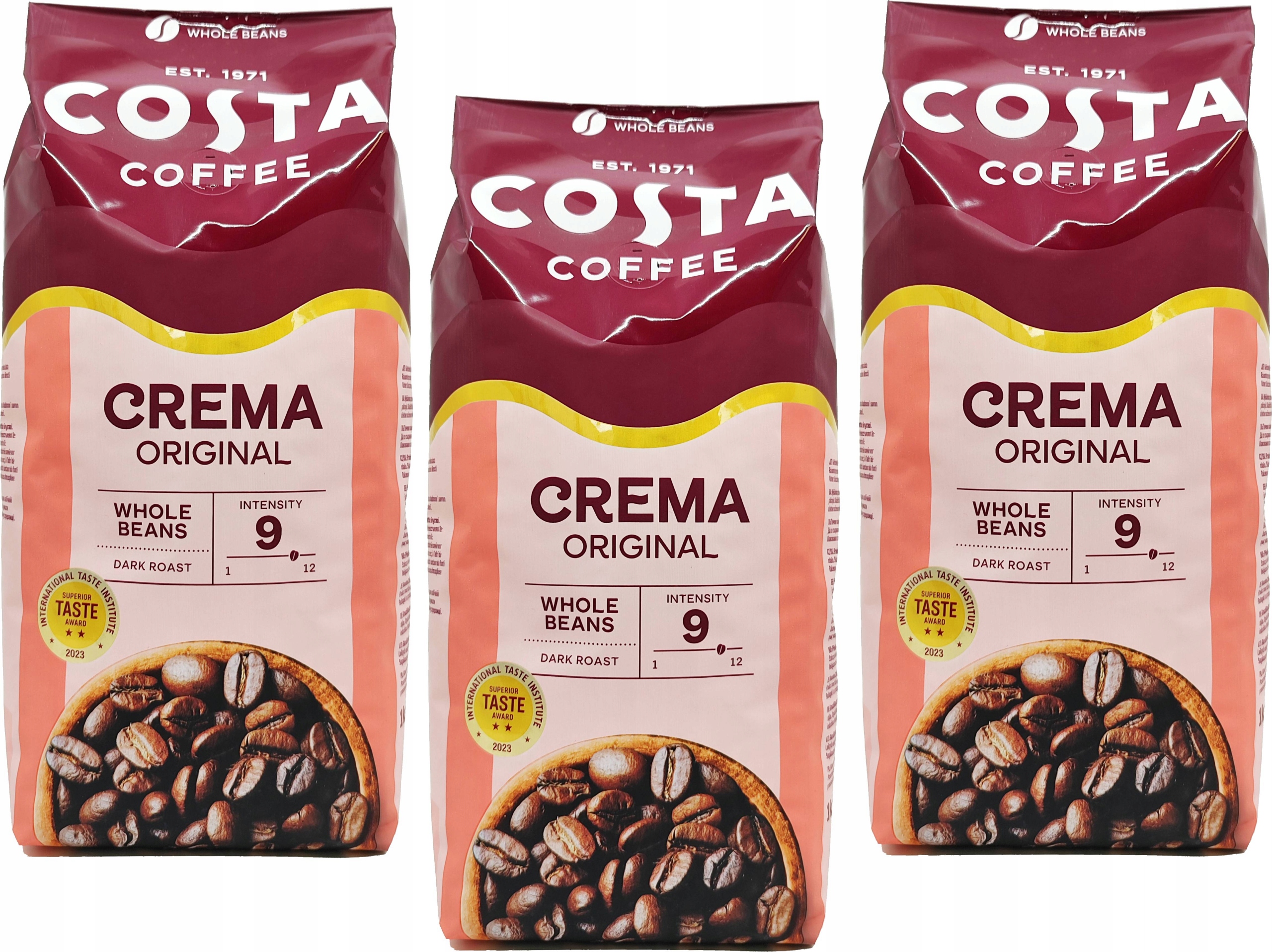 Levně Káva zrnková Costa Crema Original Dark Roast 3 x 1000 g