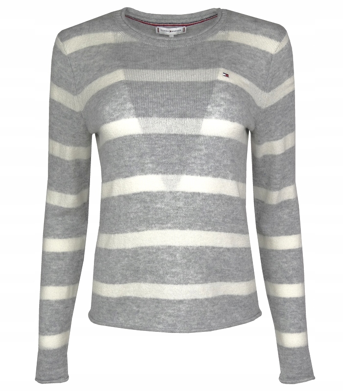 Tommy Hilfiger dámský svetr, vlněný, pruhovaný, šedý, S
