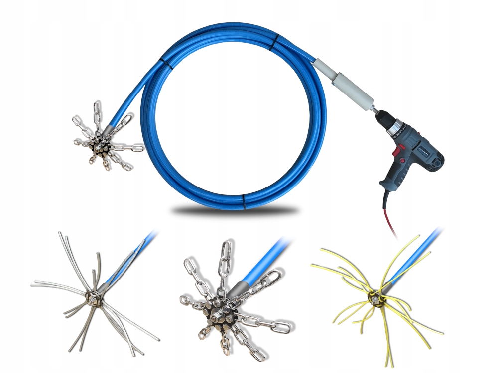 Turbospiner - Lanca do czyszczenia komina na wiertarkę Super Mocna - 15m