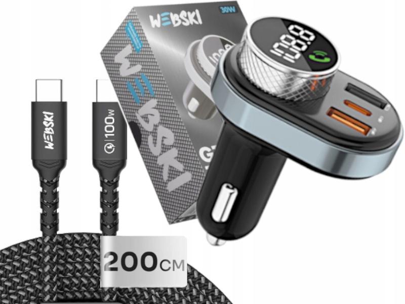 Bluetooth vysílač Fm MP3 Nabíječka Kabel 2 m