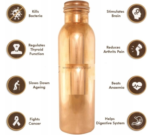 Butelka miedziana na wodę Fern 950 ml Materiał wykonania metal