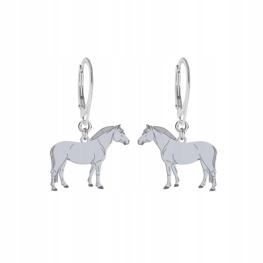 Stříbrné Náušnice s fjordským koněm 925 Dárek Šperky Žena Gravírování Bonus