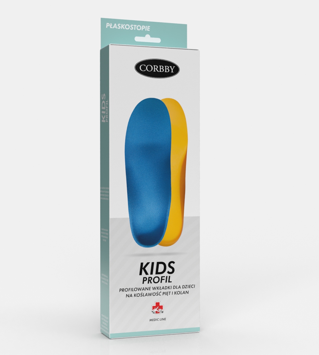 Wkładka pełna KIDS PROFIL koślawość, ortopedyczna, płaskostopie, supinacja Waga produktu z opakowaniem jednostkowym 0.15 kg