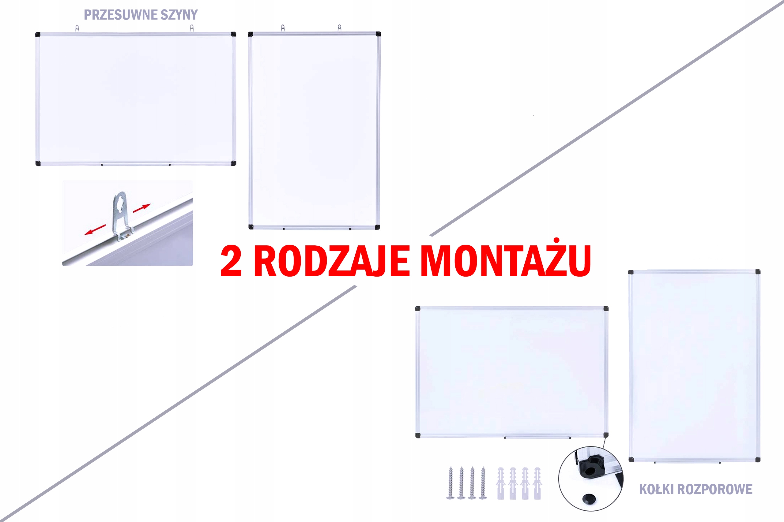 TABLICA MAGNETYCZNA SUCHOŚCIERALNA 90x60CM + akcesoria ZESTAW Waga produktu z opakowaniem jednostkowym 4 kg