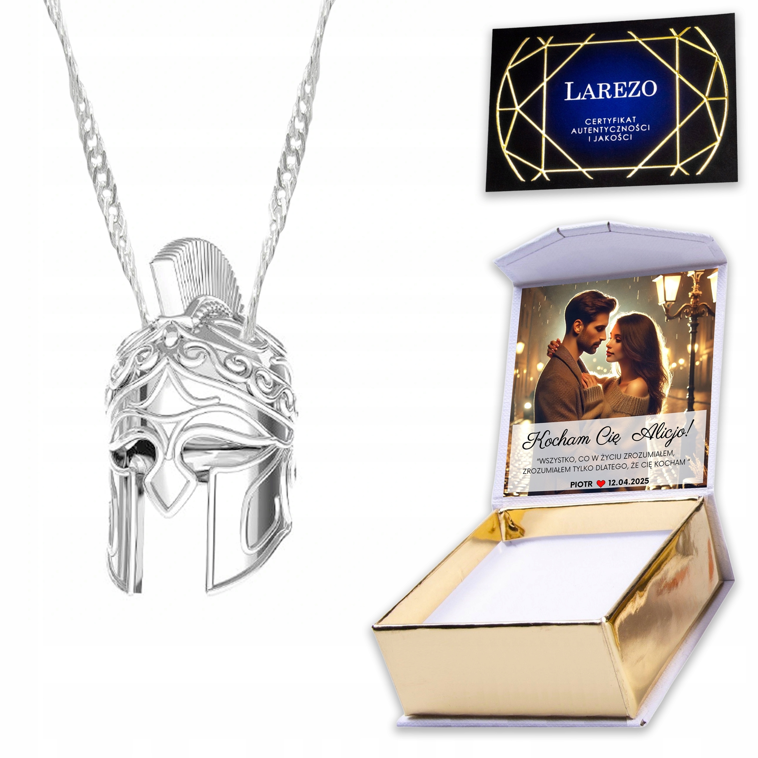 Stříbrný náhrdelník 925 s helmou Spartan Bojovník Helma Spartan Sparta Print