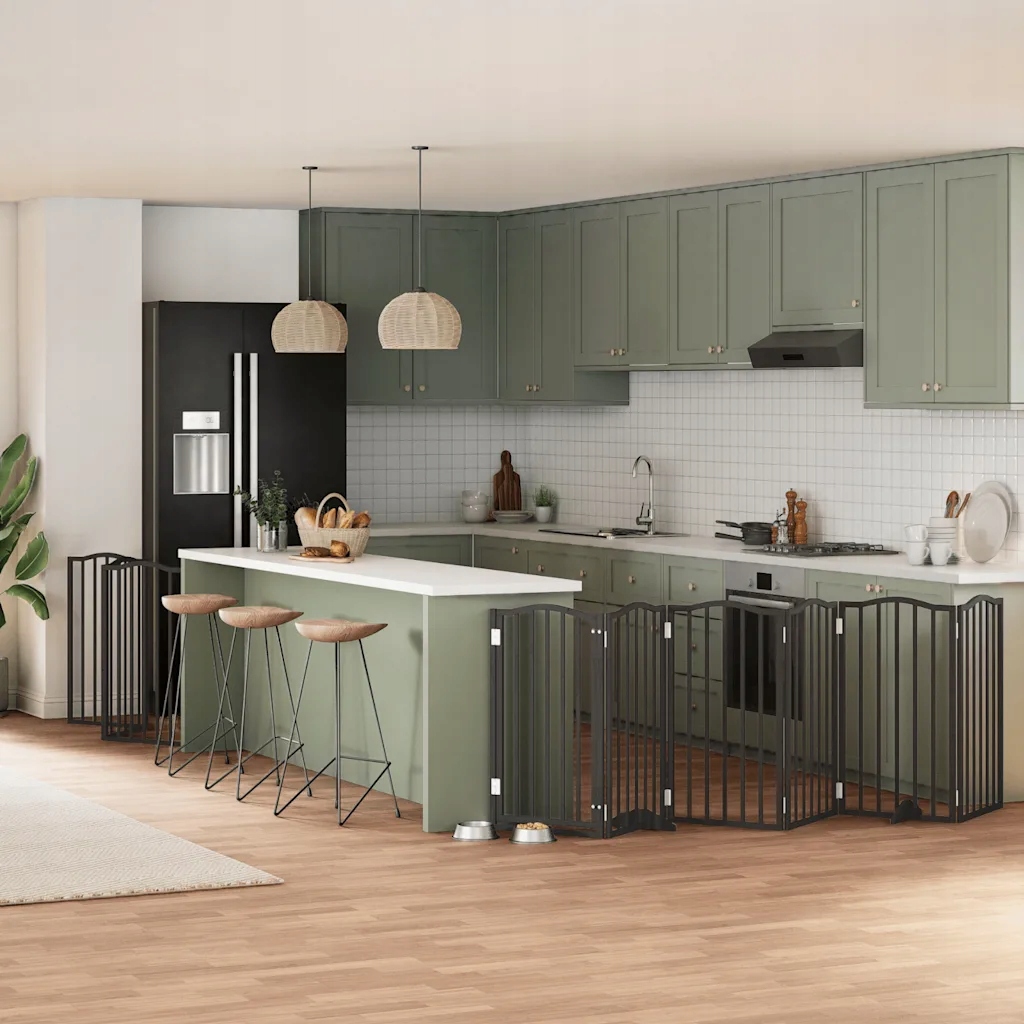 Zábrana pro psy s dvířky skládací 9 panelů černá 450 cm topol Černý 3155600