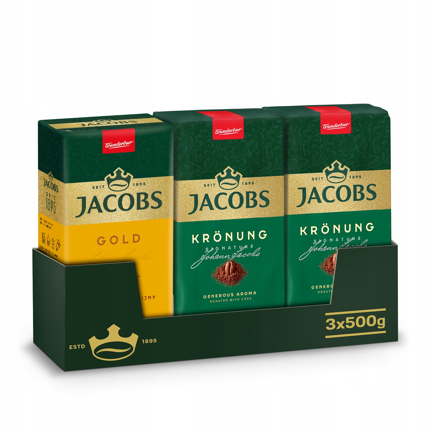 Kawa mielona Jacobs Gold i Jacobs Kronung 3x 500g