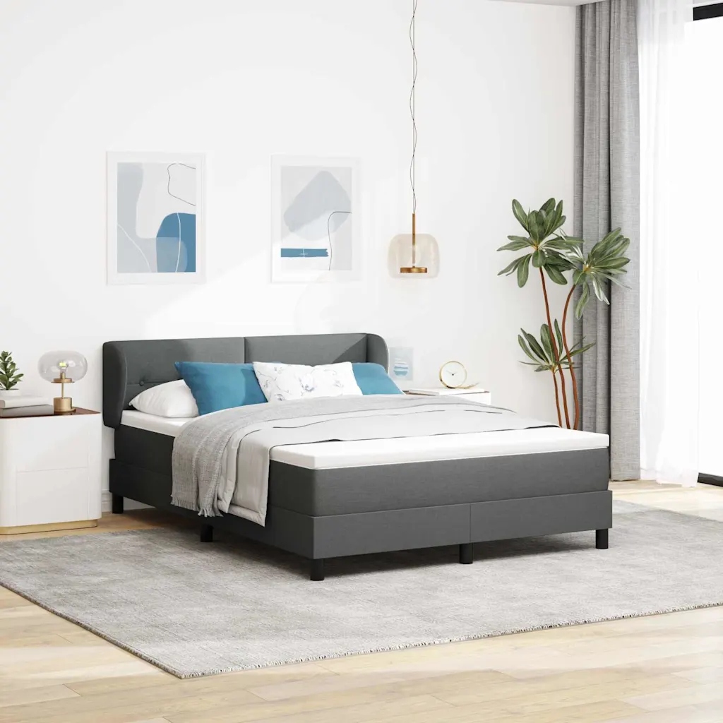 vidaXL Postel s boxspringem s matrací Tmavě šedá 140 x 200 cm textil