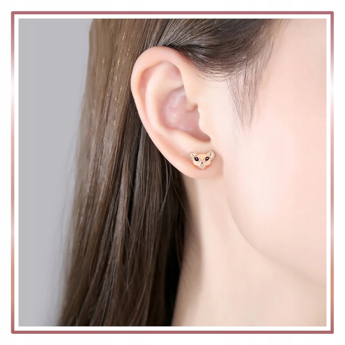 Srebrne kolczyki SŁODKIE LWIĄTKO ROSE Rodzaj zapięcia sztyft