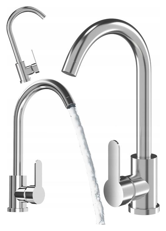 Bateria Kuchenna Stojąca Chrom Jednouchwytowa Do Zlewu Kran Obrotowa Raya