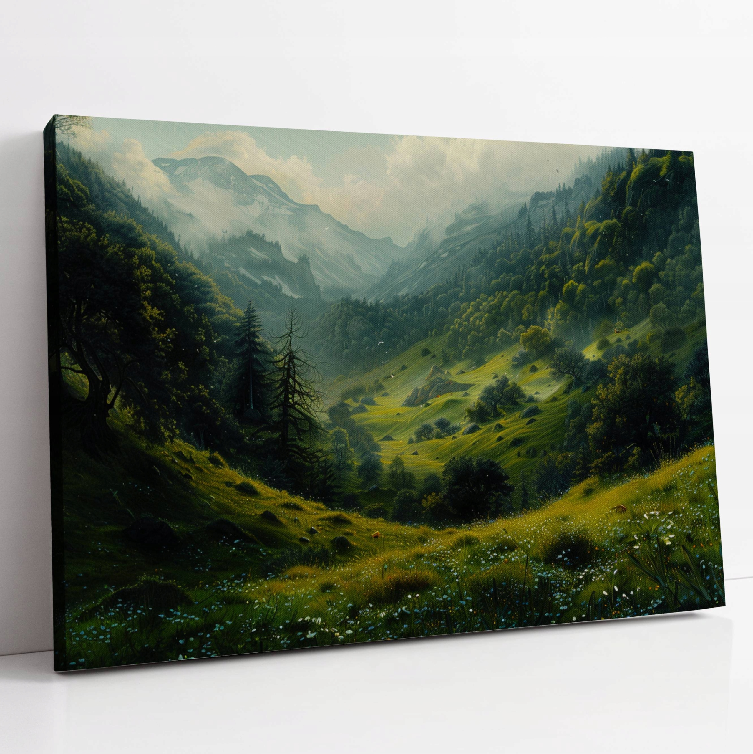 Obraz na plátně Zelené údolí mezi horami, krajina do obývacího pokoje 120x80