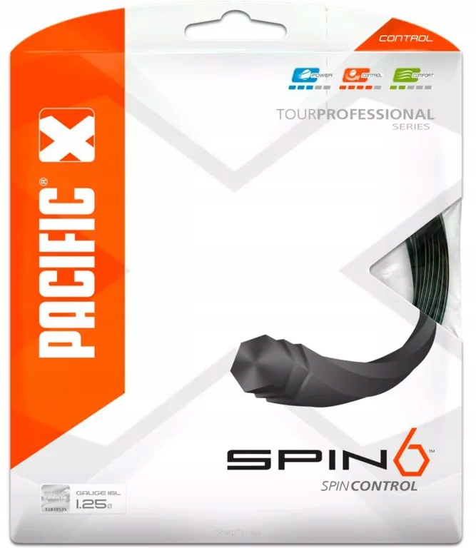 Naciąg tenisowy Pacific Spin6 Control 1.25 czarny