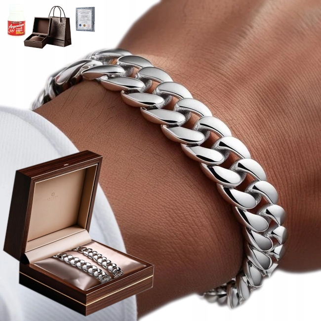 Stříbrný náramek Pancíř Plný Diamantovaný 10 mm Náramek Stříbro 925