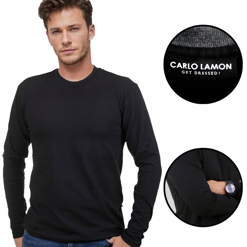 Černý pánský dlouhý rukáv, tričko s dlouhým rukávem L