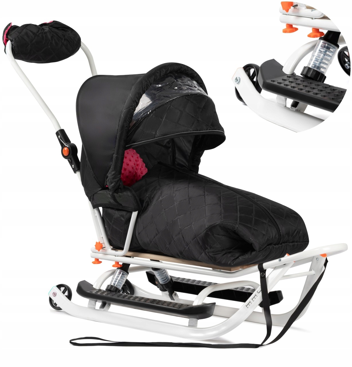 Sanki Jee Vip z Budką Kółka Amortyzatory dla Dzieci Śpiwór Mufka Minky