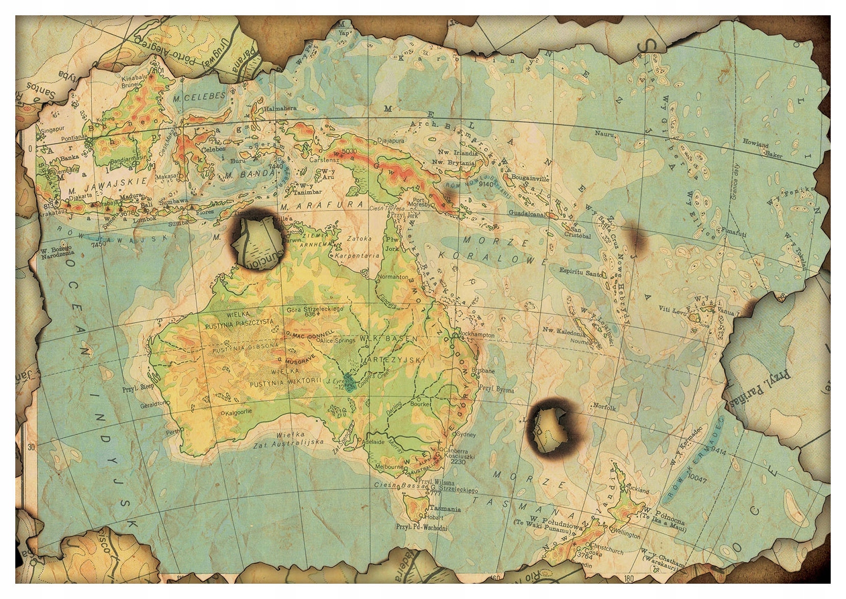 Fototapeta Austrálie Stará vinylová mapa Retro 208x146 lepidlo