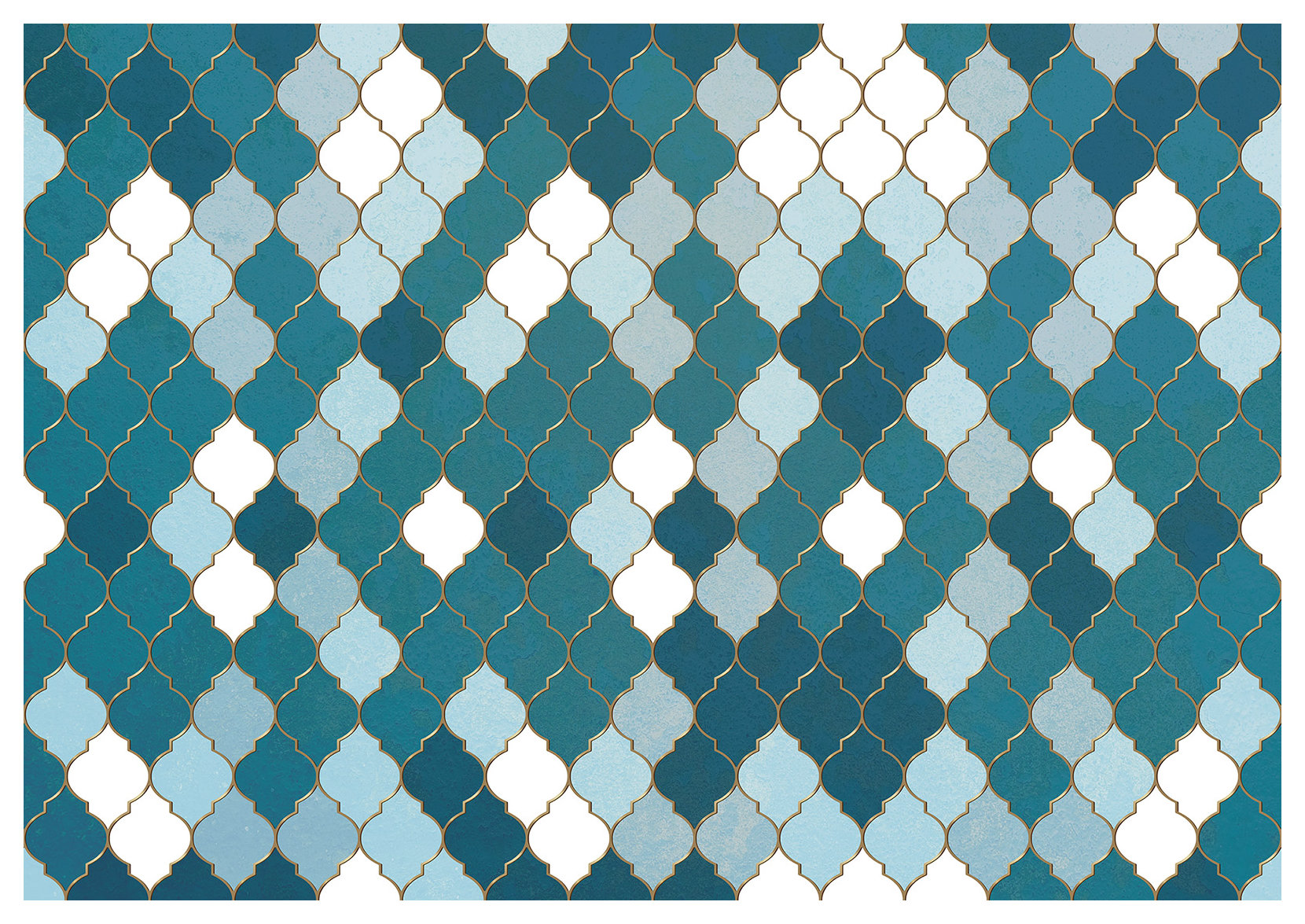 Tapeta Marocké oblouky islámu v tyrkysové barvě Zlaté akcenty 460x300 vinyl lepidlo