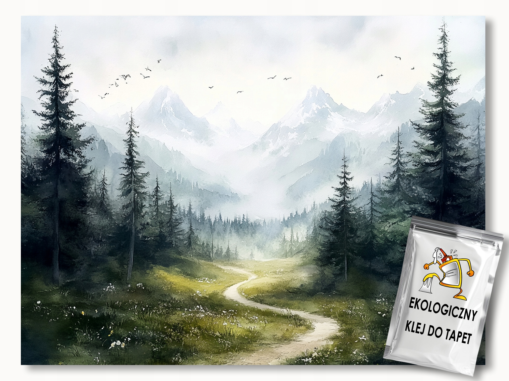 Fototapeta Flizelina Krajina Hory Les Stromy Stezka Ptáci 300x210 110g