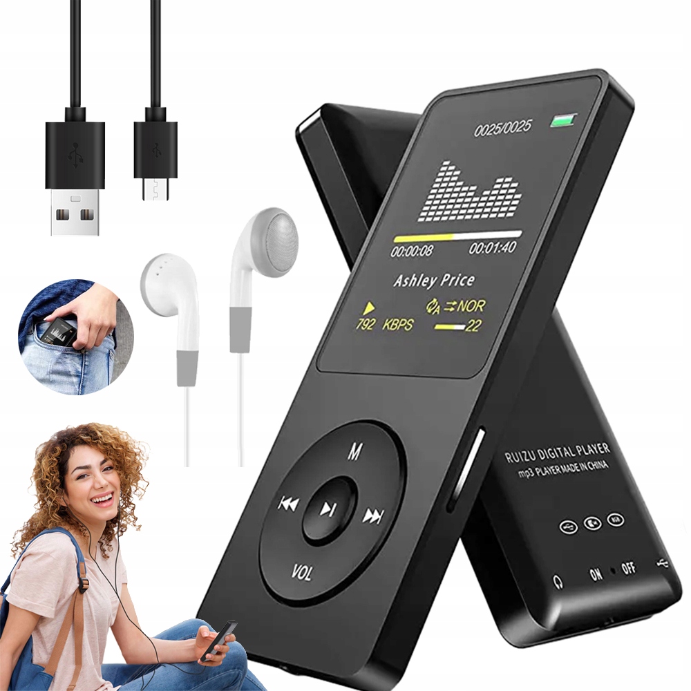 Odtwarzacz MP3 32 GB Bluetooth radio FM czarny