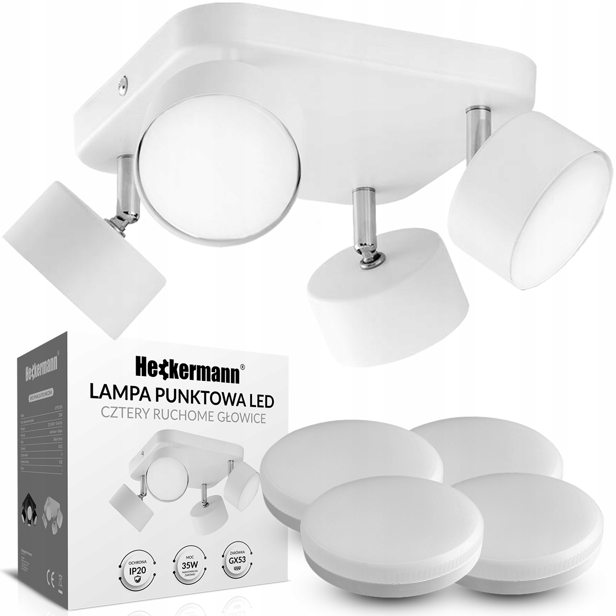 

Lampa Sufitowa 4 Punktowa Kinkiet Led Żarówki