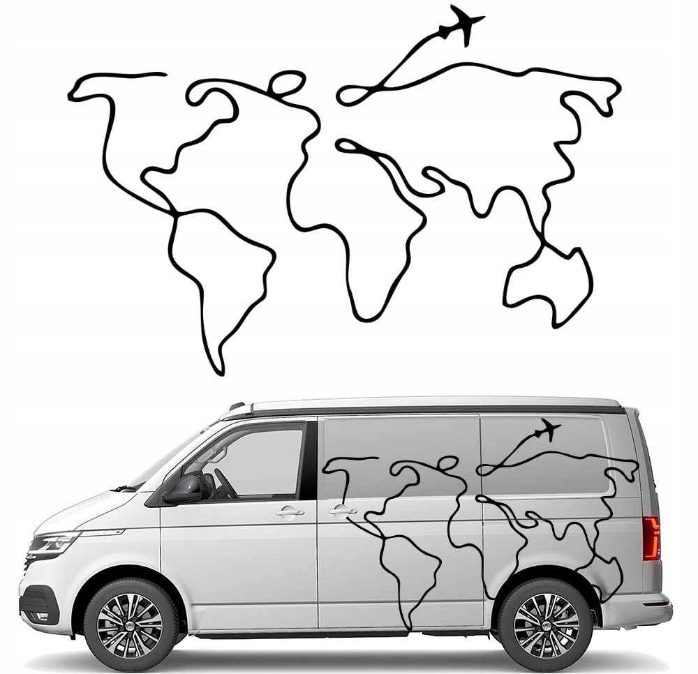 Samolepka Grafika na karavan auto Obrys Mapa Světa Travel 90x134