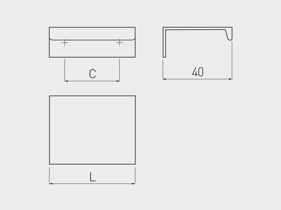 Uchwyt krawędziowy czarny mat HEXI C-96 GTV design Długość (cm) 15