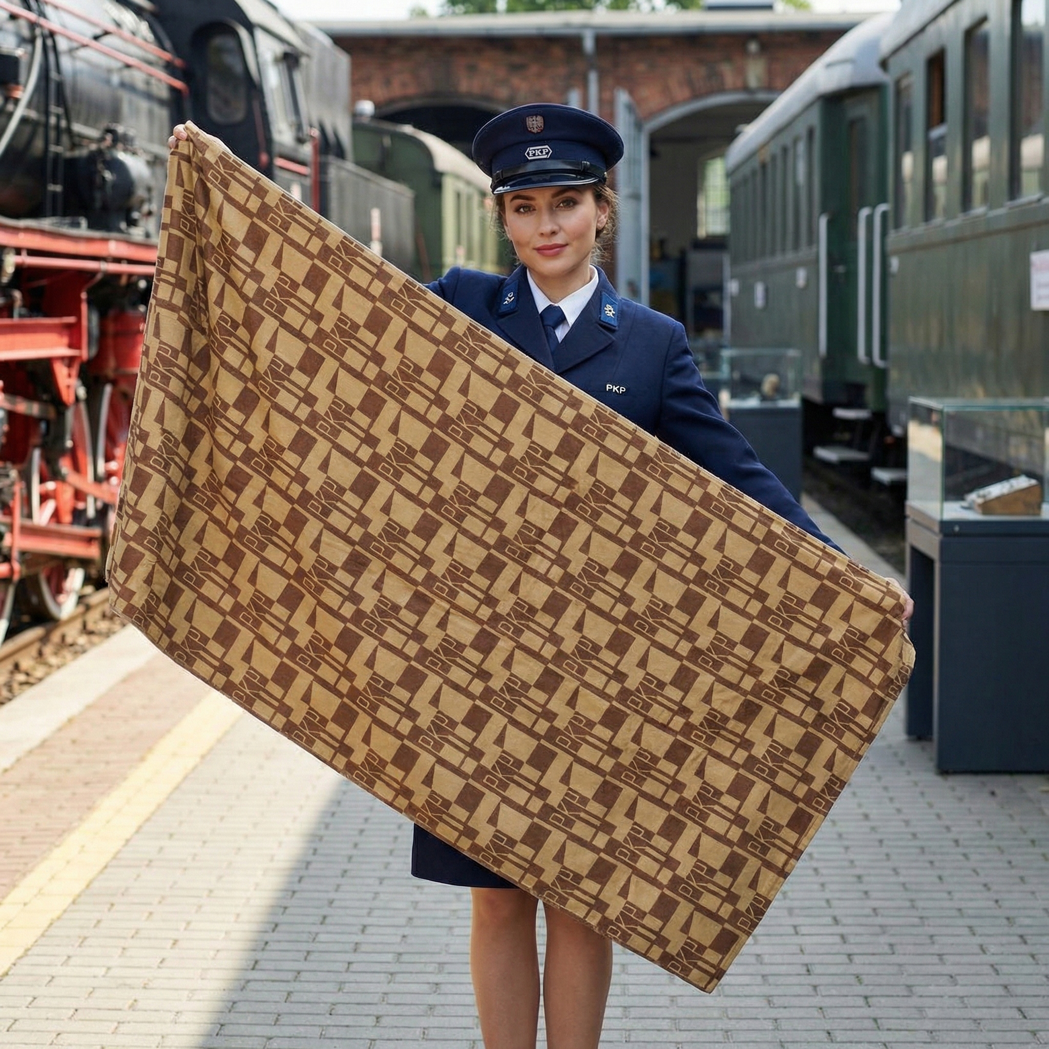 Ręcznik Zasłonka Pkp 76x152 Prl dla kolejarza Konduktora emeryta