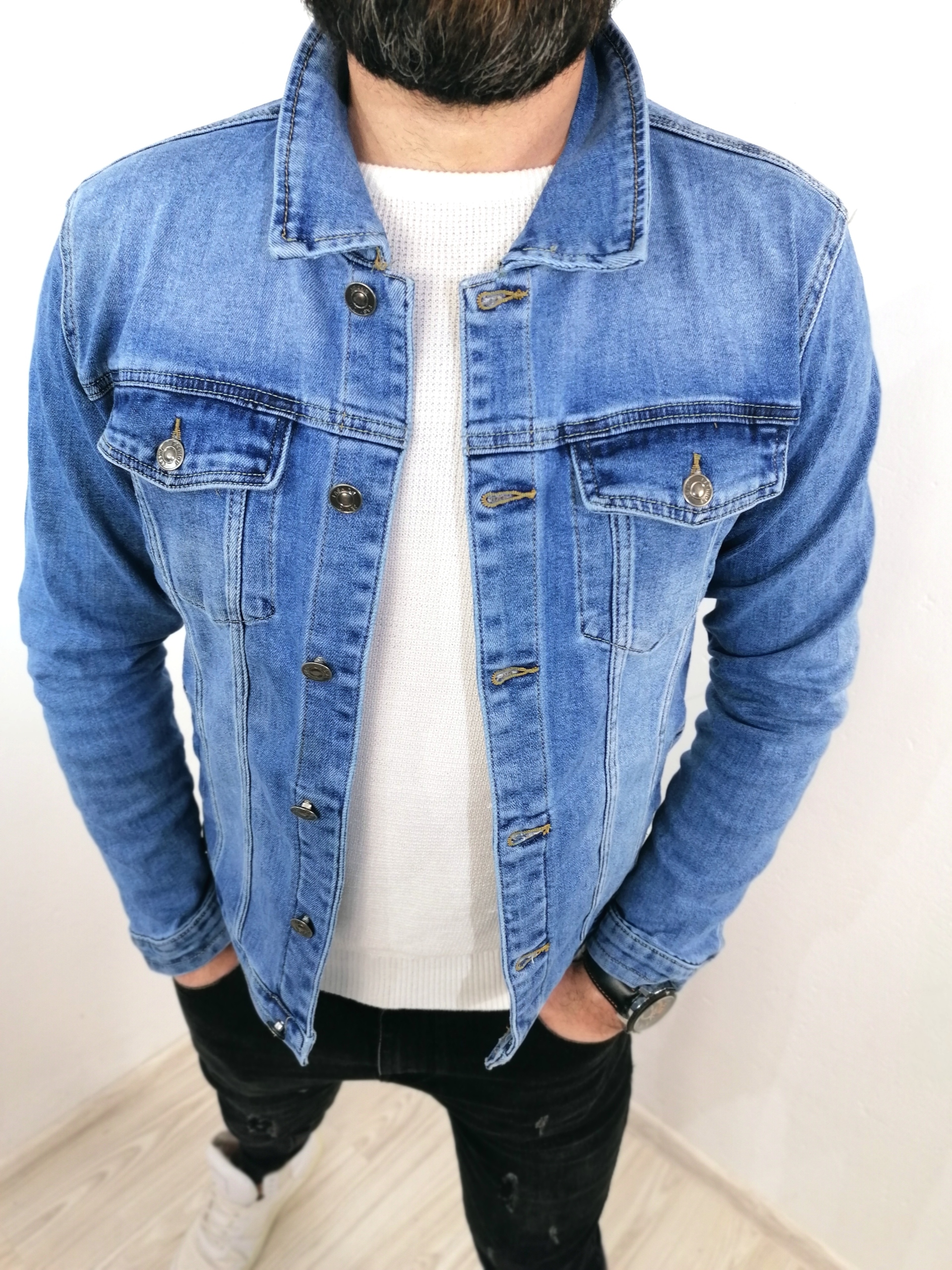 Pánská džínová bunda katana modrá Aj 4XL