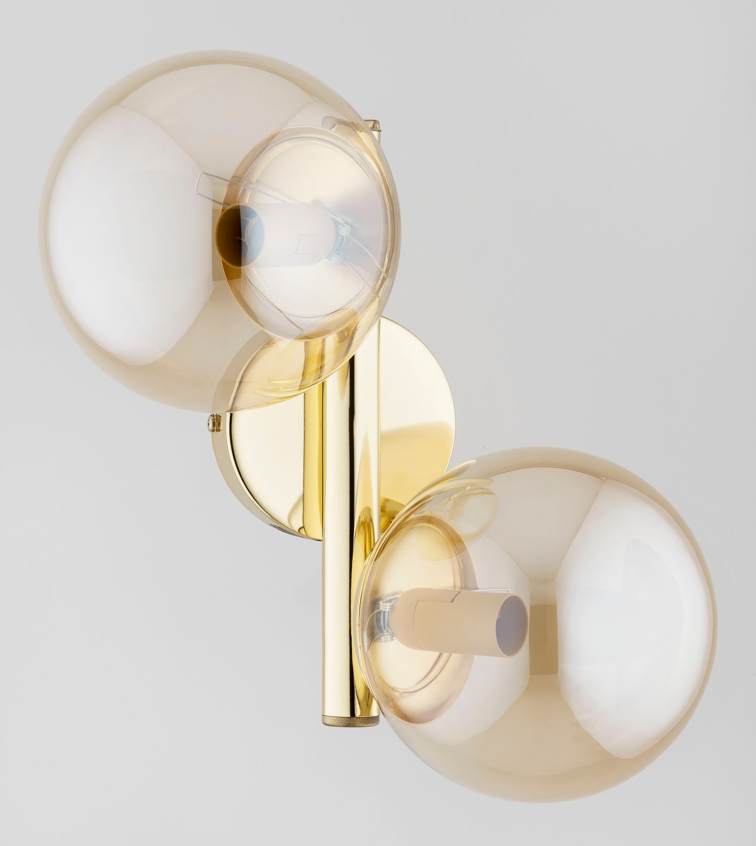 Kinkiet Eral 2xE14 złoty z bursztynowym szkłem