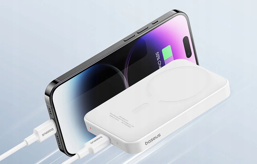 Magnetyczny bezprzewodowy Powerbank magsafe 5000mAh USB-C 20W biały Marka Baseus