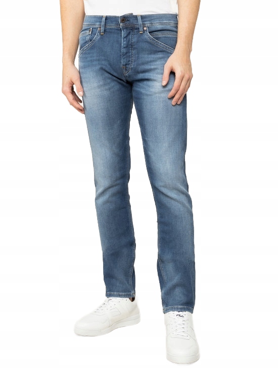 Pepe Jeans Pánské Kalhoty Rurki Modré S Oděrkami Bavlna 32/32 Xta