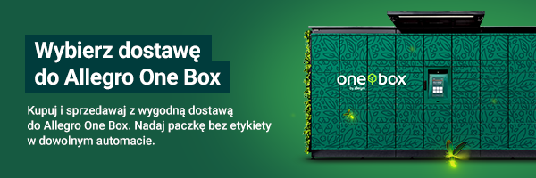 Allegro One Box: Green, textured box with logo, automated delivery feature.