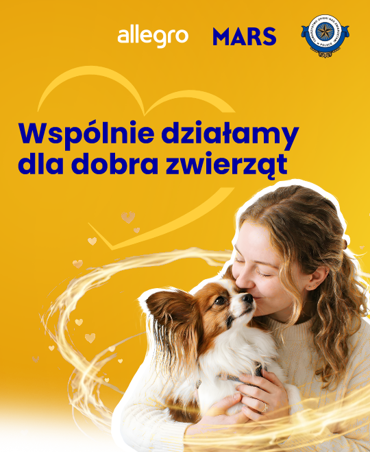 Mars dog food, yellow background, textured image, woman hugging dog.