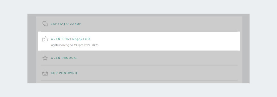 Oceń sprzedającego - szczegóły zakupu