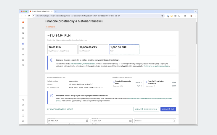 vyplatit s prevodom