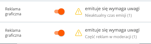 Status emituje się, wymaga uwagi