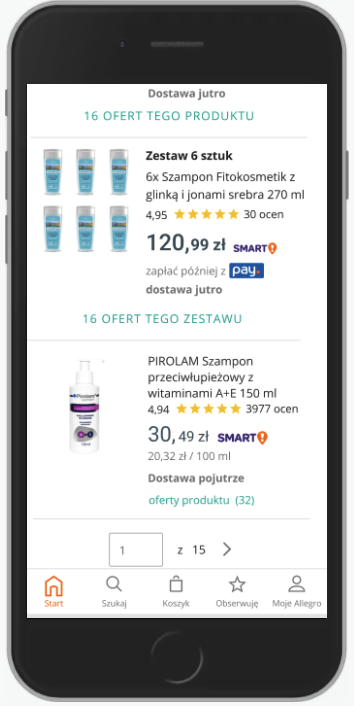 Wersja mobilna - zestawy produktowe dla kupującego